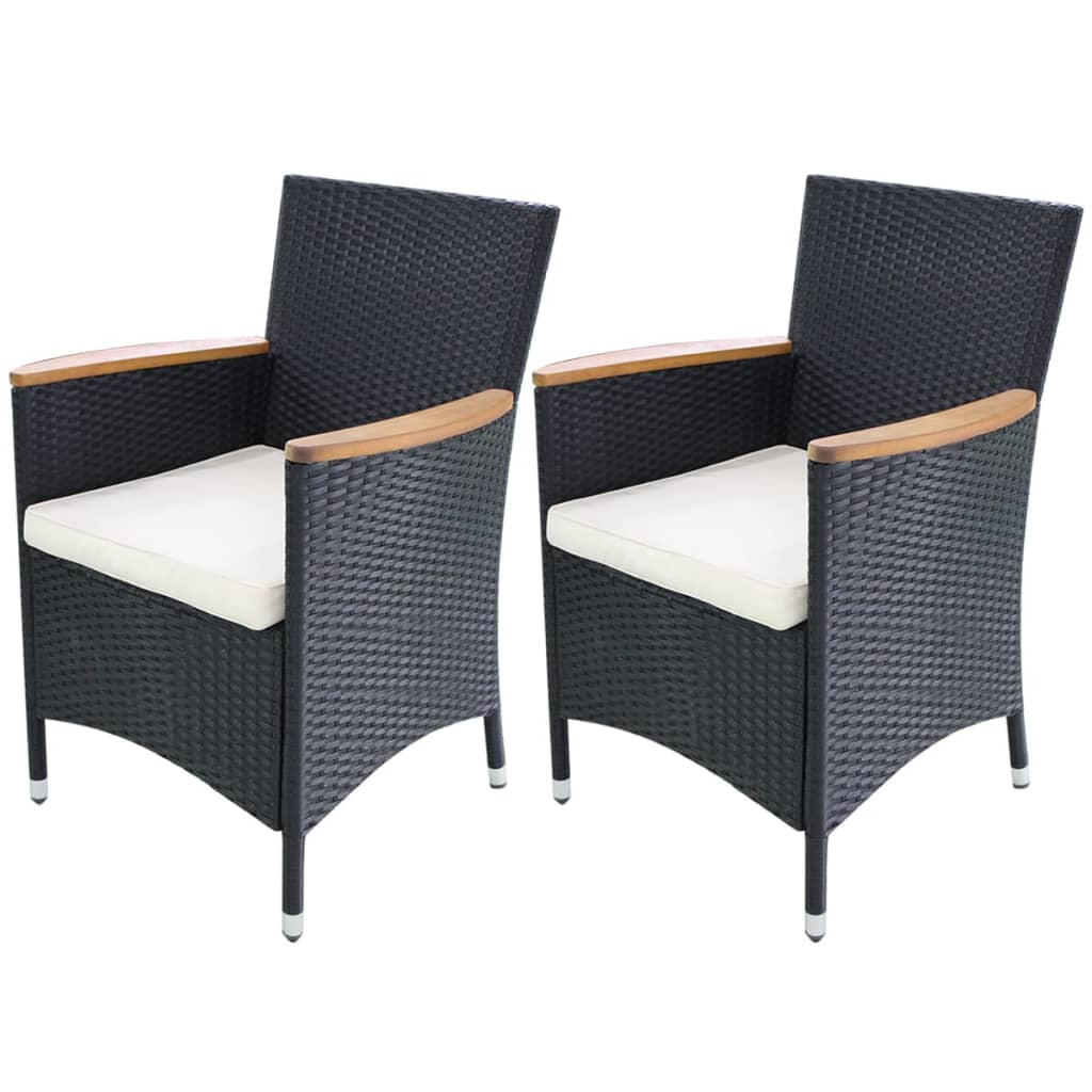 Tuinstoelen 2 st met kussens poly rattan zwart is nu te koop bij PeponiXL, paradijselijk wonen!