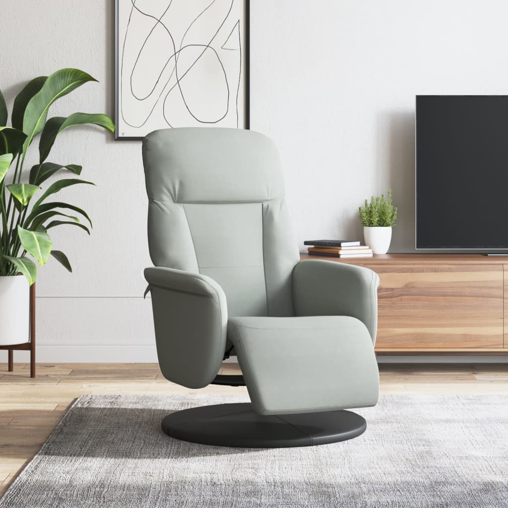 Fauteuil met voetensteun verstelbaar fluweel lichtgrijs is nu te koop bij PeponiXL, paradijselijk wonen!