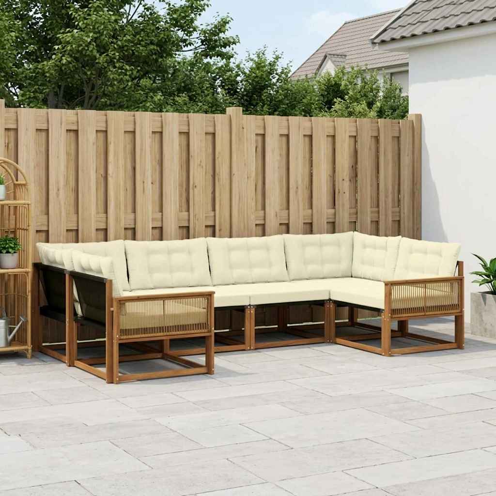 Buiten bankenset met kussen 6 pcs Natuurlijk en Crème is nu te koop bij PeponiXL, paradijselijk wonen!