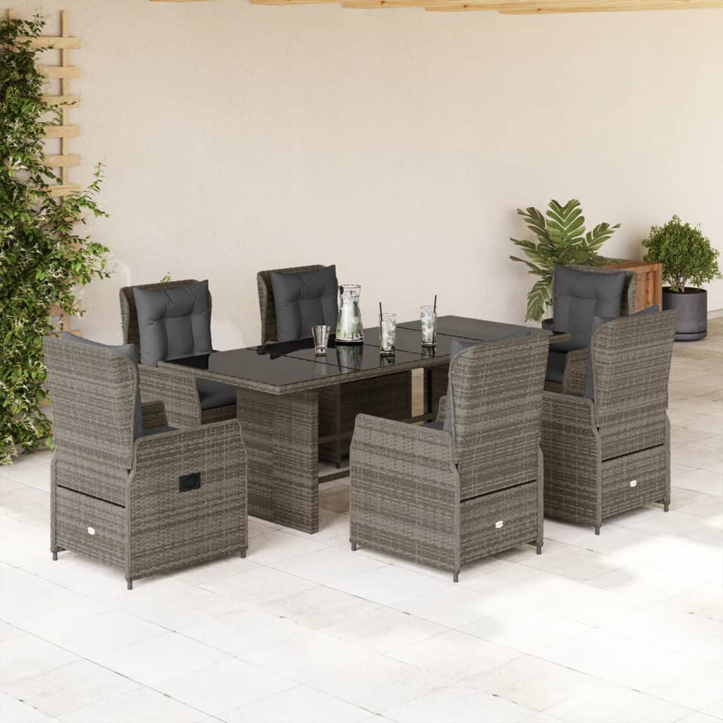 7-delige Tuinset met kussens poly rattan grijs is nu te koop bij PeponiXL, paradijselijk wonen!