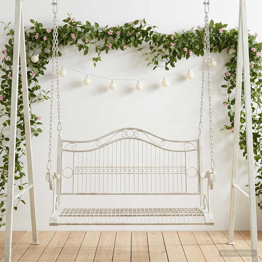 Schommelbank Staal 115 x 61 x 63 cm Antiek wit is nu te koop bij PeponiXL, paradijselijk wonen!