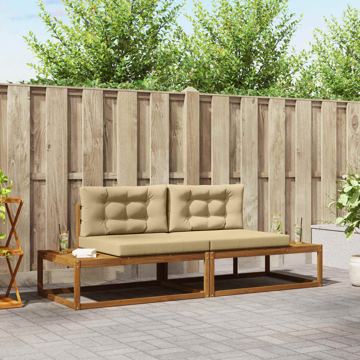 Buiten bankenset met kussen Natuurlijk en Beige is nu te koop bij PeponiXL, paradijselijk wonen!