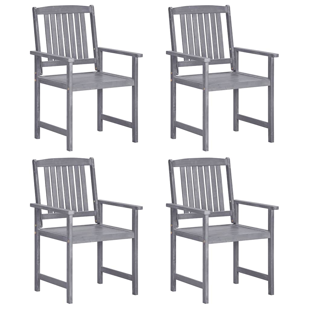 Tuinstoelen 4 st massief acaciahout grijs is nu te koop bij PeponiXL, paradijselijk wonen!