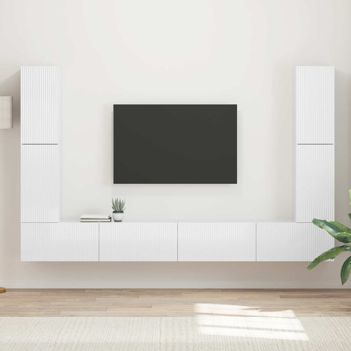 Tv-meubelset 8 pcs Hoogglans wit Bewerkt hout is nu te koop bij PeponiXL, paradijselijk wonen!