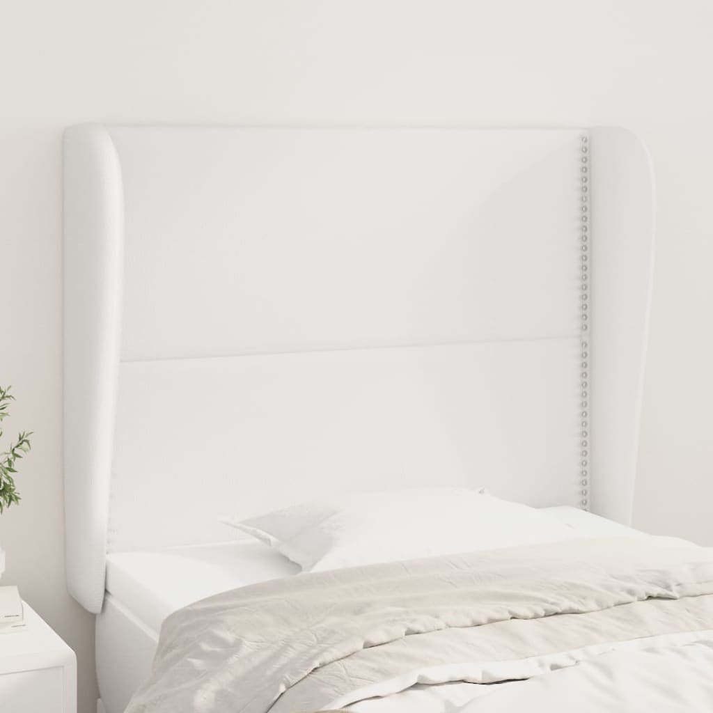 Hoofdbord met randen 103x23x118/128 cm kunstleer wit is nu te koop bij PeponiXL, paradijselijk wonen!