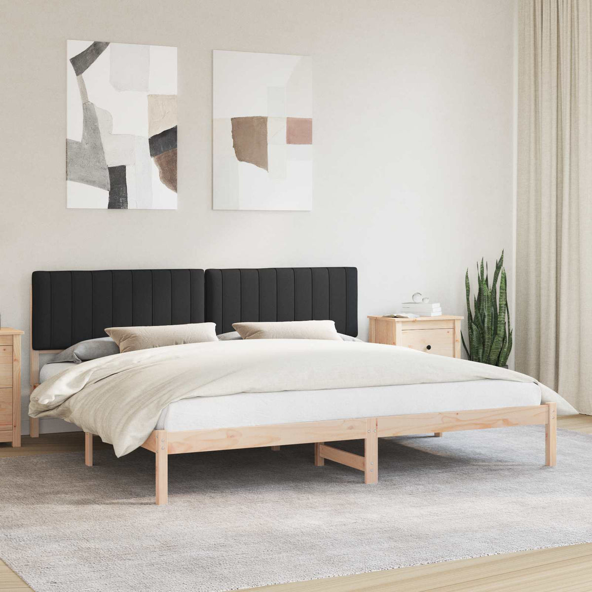 Bedframe met Gevoerd Hoofdgedeelte Zwart 200 x 200 cm is nu te koop bij PeponiXL, paradijselijk wonen!
