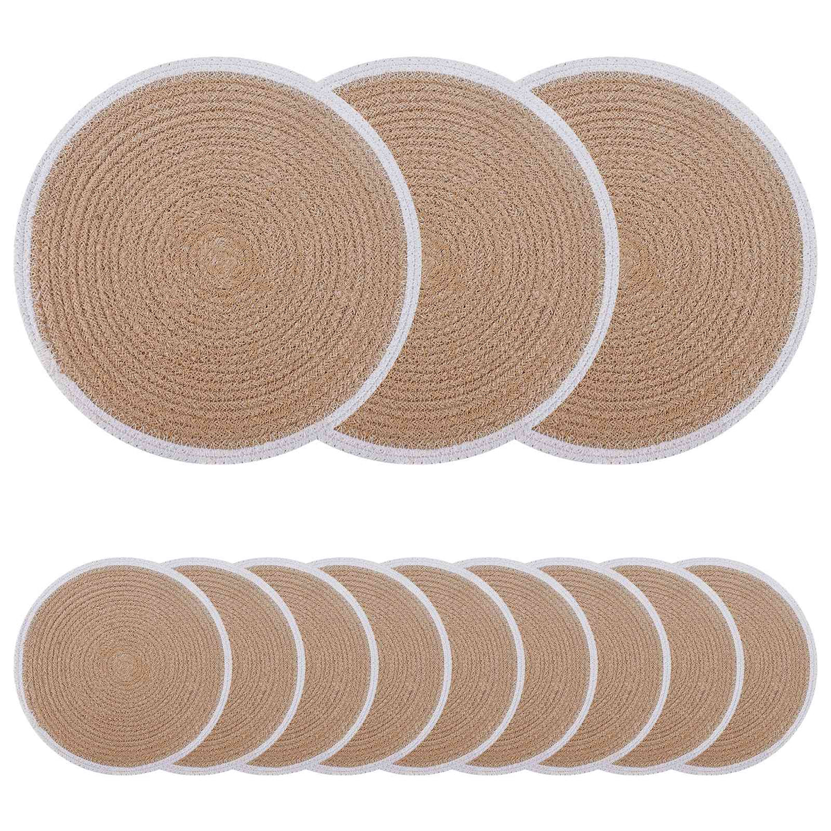 Jute placematten 12 st Natuurlijk en Wit 100% Tossa Jute is nu te koop bij PeponiXL, paradijselijk wonen!