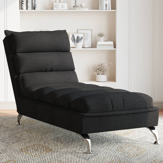 Chaise longue met kussens stof zwart is nu te koop bij PeponiXL, paradijselijk wonen!