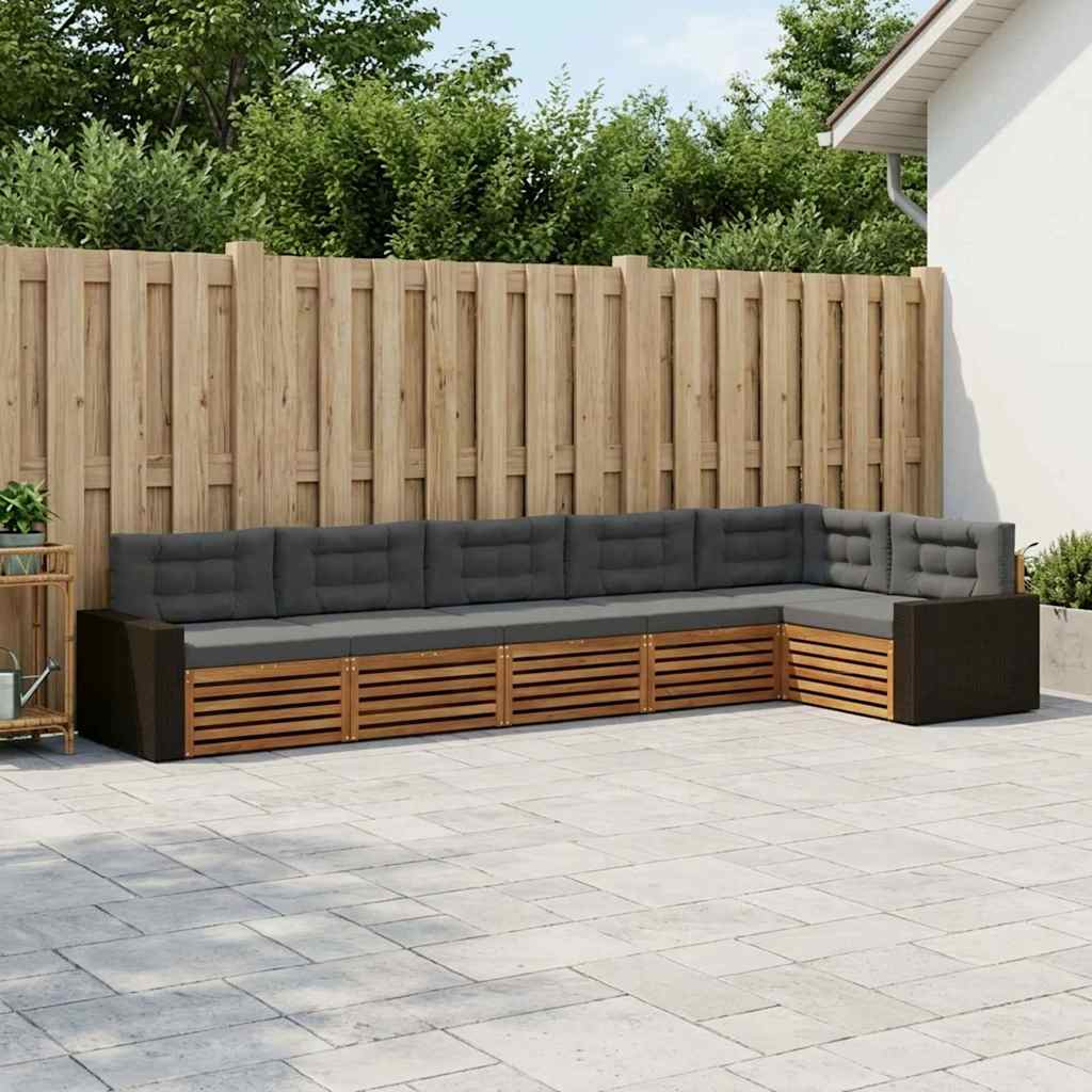 Buiten bankenset 6 pcs Natuurlijk en Antraciet is nu te koop bij PeponiXL, paradijselijk wonen!
