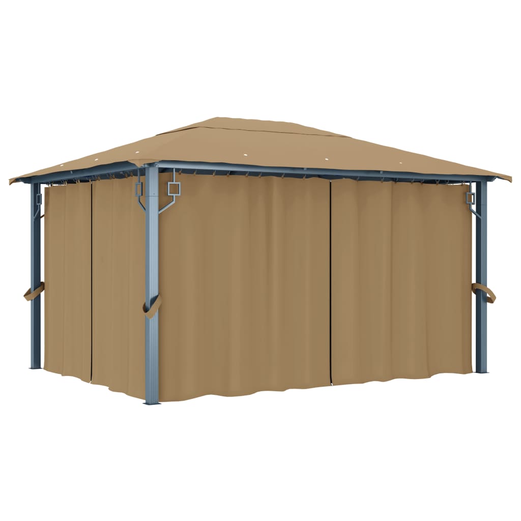 Prieel met gordijn 400x300 cm aluminium taupe is nu te koop bij PeponiXL, paradijselijk wonen!