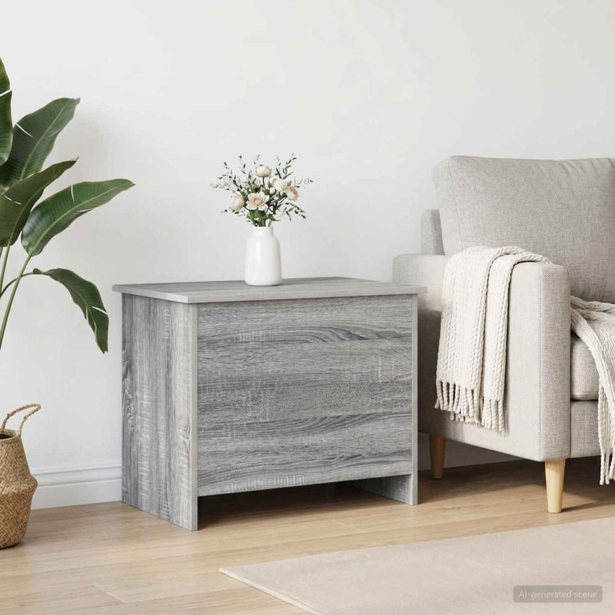 Opbergkist met opslag Grijs Sonoma 60 x 40 x 50 cm Bewerkt hout is nu te koop bij PeponiXL, paradijselijk wonen!