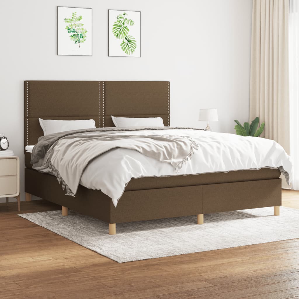Boxspring met matras stof donkerbruin 180x200 cm is nu te koop bij PeponiXL, paradijselijk wonen!