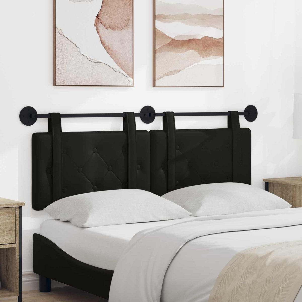 Hangend hoofdbord Zwart Kunstleer is nu te koop bij PeponiXL, paradijselijk wonen!