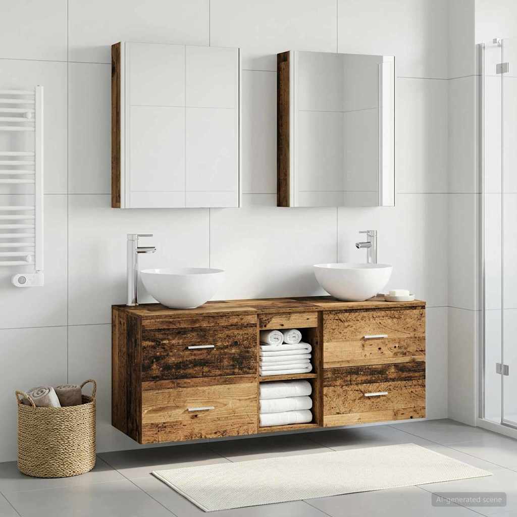 vidaXL Badkamermeubelset 5 st Oud hout Bewerkt hout en glas