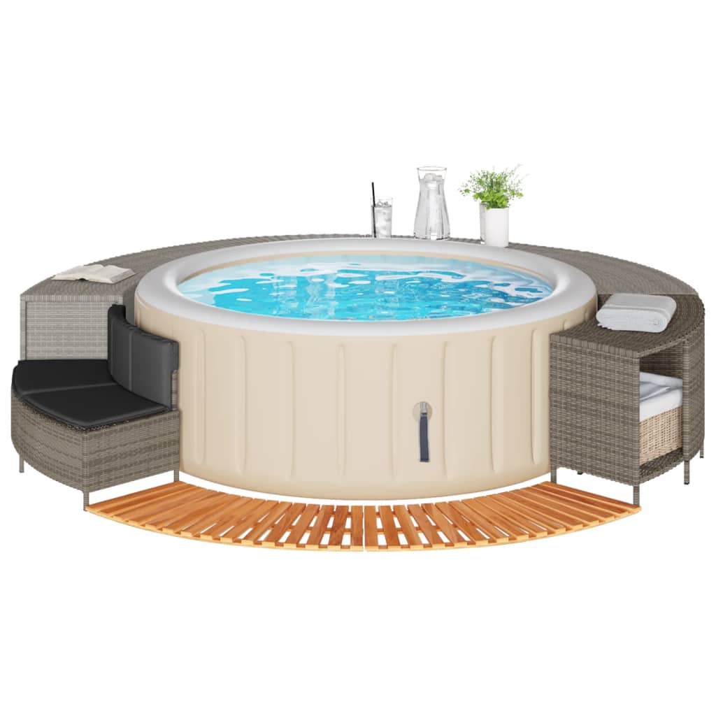 Hottub-ombouw poly rattan massief acaciahout grijs is nu te koop bij PeponiXL, paradijselijk wonen!