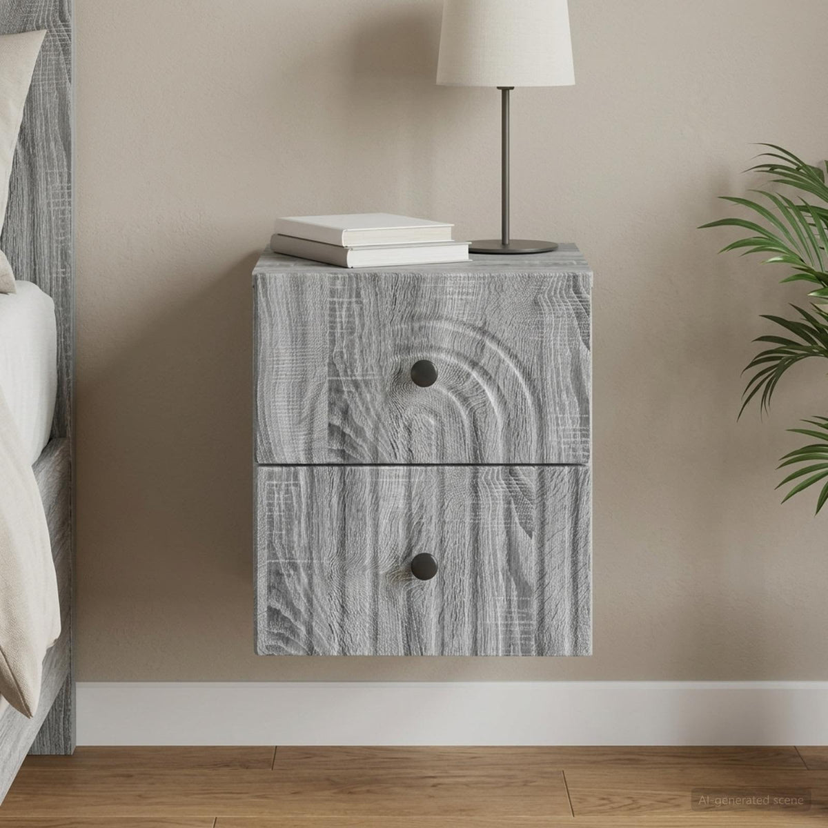 Wandbeugel Bedkast Grijs sonoma 33 x 34,5 x 40 cm Bewerkt hout is nu te koop bij PeponiXL, paradijselijk wonen!