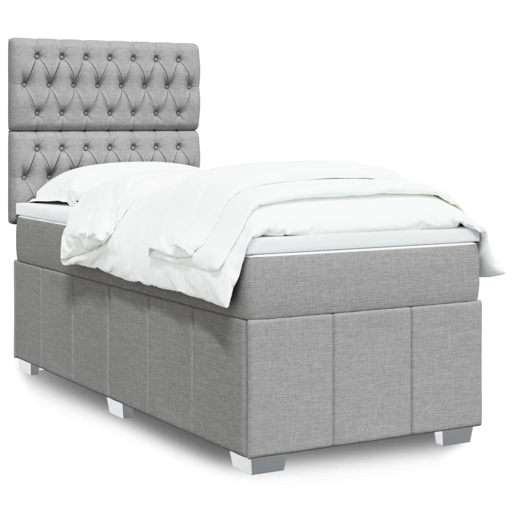 Boxspring met matras stof lichtgrijs 80x200 cm is nu te koop bij PeponiXL, paradijselijk wonen!