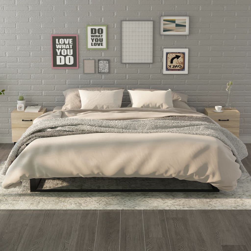 Nachtkastjes 2 st 40x35x47,5 cm sonoma eikenkleurig is nu te koop bij PeponiXL, paradijselijk wonen!