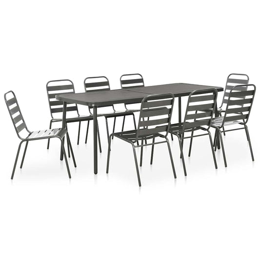 9-delige Tuinset staal donkergrijs is nu te koop bij PeponiXL, paradijselijk wonen!