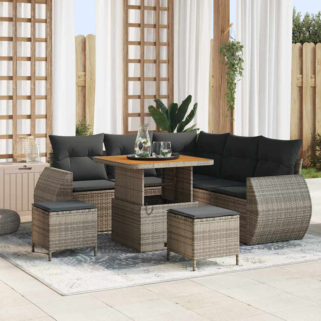 Tuin Sofa Set met kussen met opslag 8 pcs Grijs poly rattan is nu te koop bij PeponiXL, paradijselijk wonen!