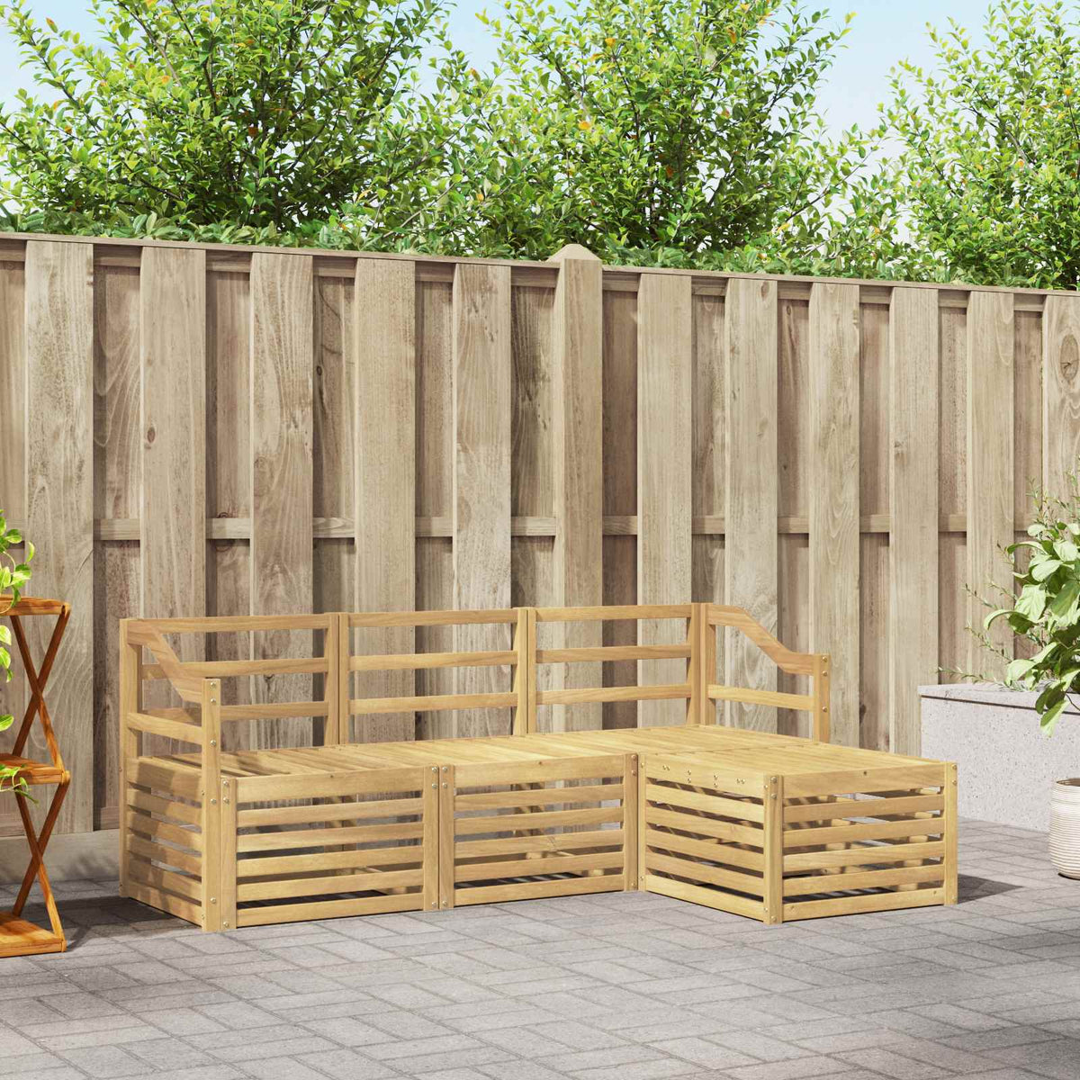Buiten bankenset 4 pcs Wit Massief Acaciahout is nu te koop bij PeponiXL, paradijselijk wonen!