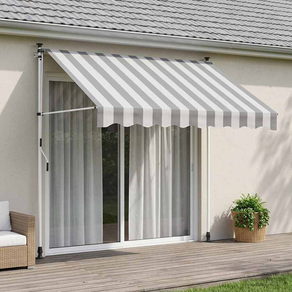 Handmatig uitschuifbare luifel Antraciet en Wit 200 cm is nu te koop bij PeponiXL, paradijselijk wonen!