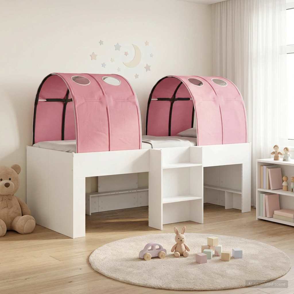Bed met Tunnel 3 st Wit en Roze Bewerkt hout is nu te koop bij PeponiXL, paradijselijk wonen!