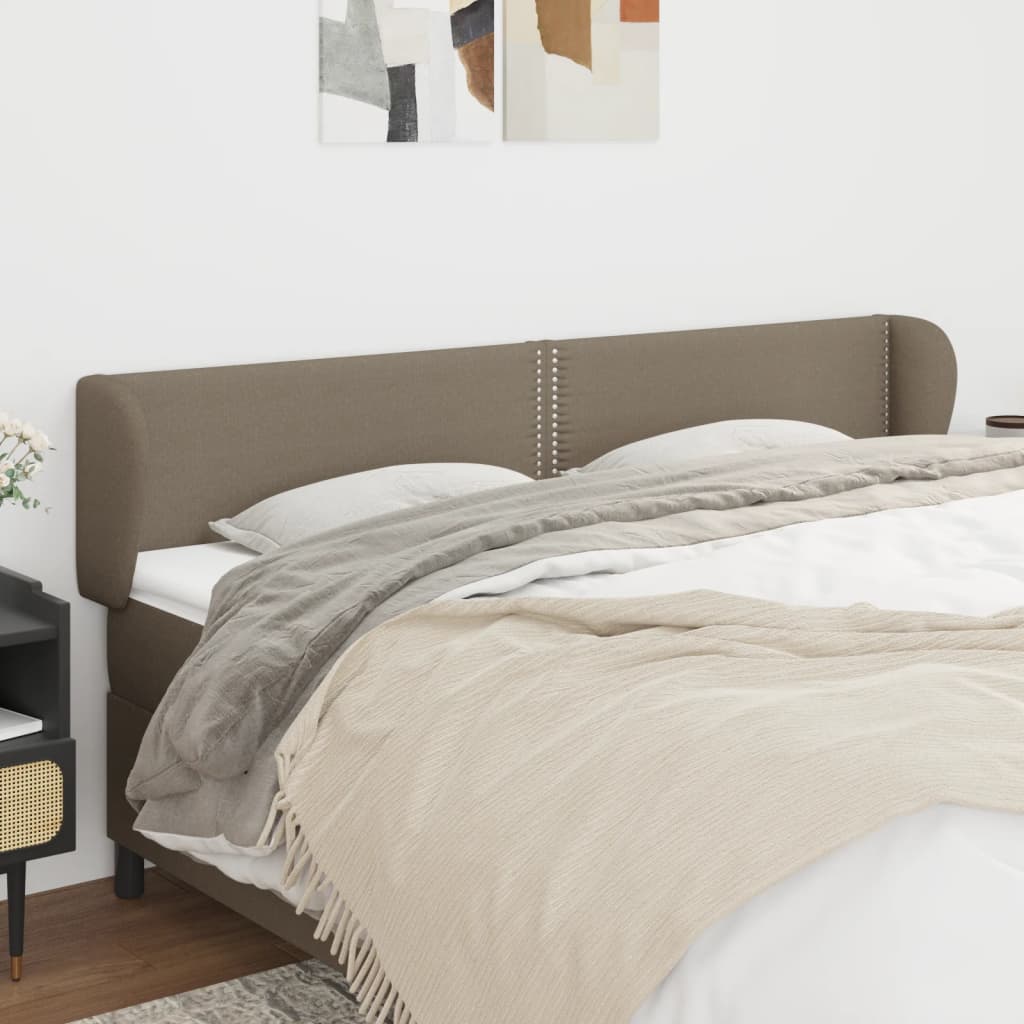 Hoofdbord met randen 203x23x78/88 cm stof taupe is nu te koop bij PeponiXL, paradijselijk wonen!