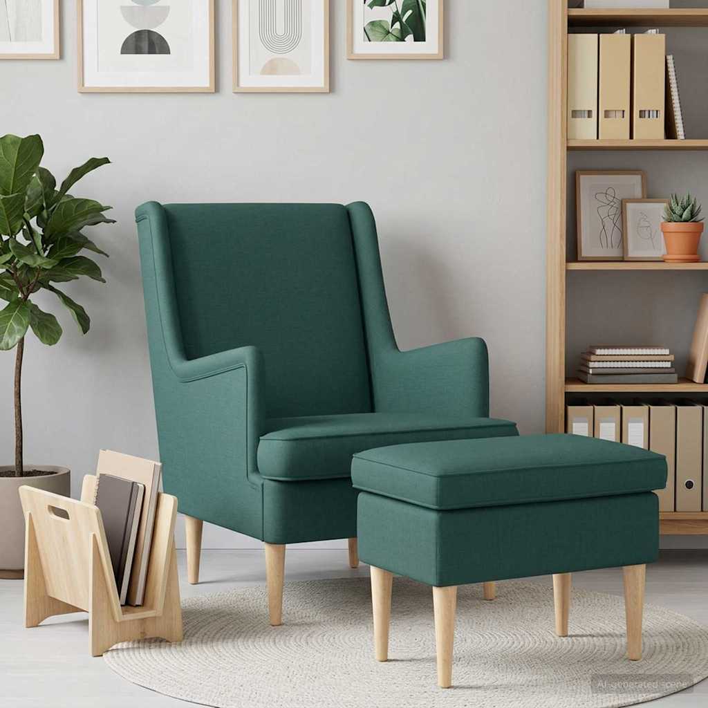 Fauteuil met Voetenbank 2 st Donkergroen Stof is nu te koop bij PeponiXL, paradijselijk wonen!