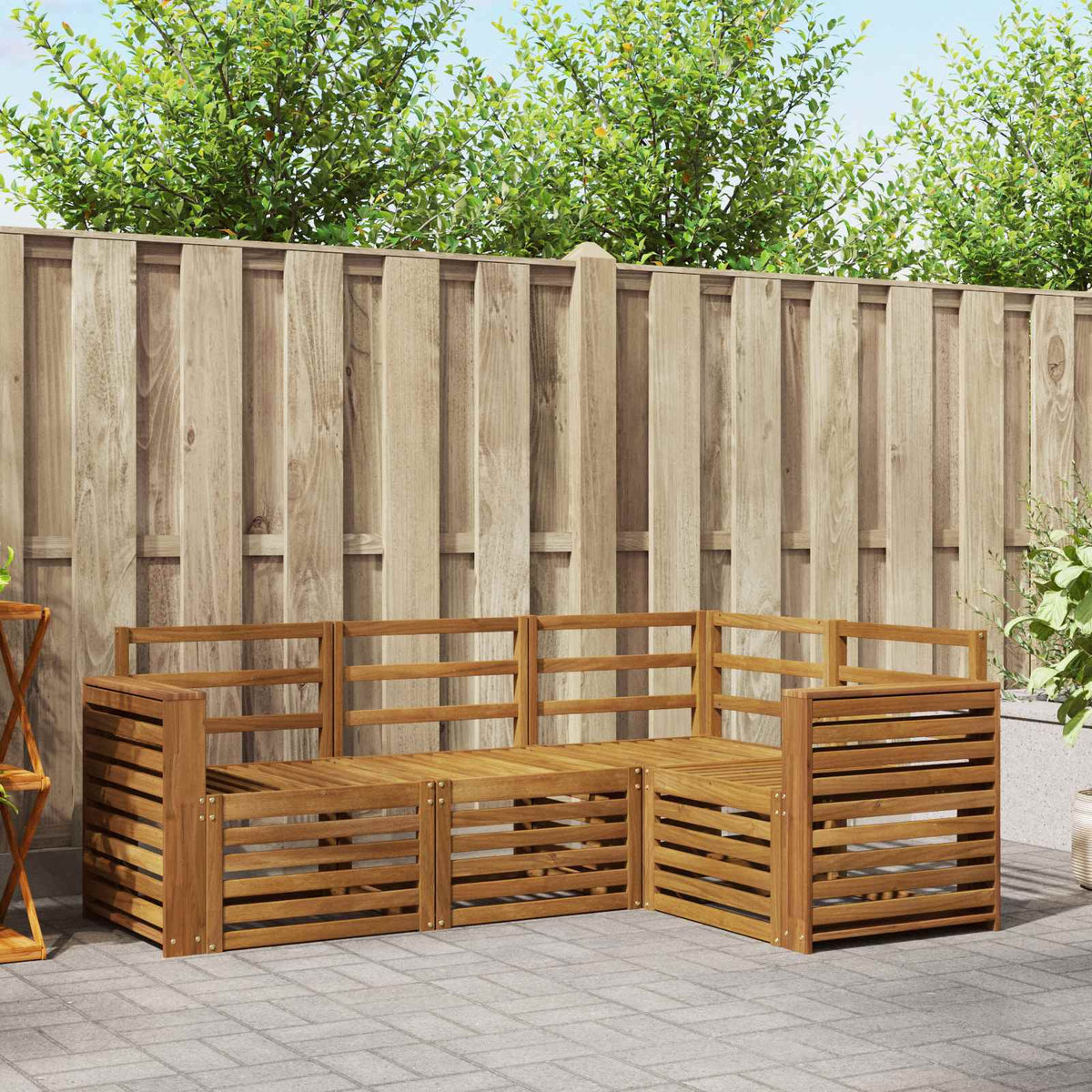 Sofa-Sets 4 pcs Naturel Massief Acaciahout is nu te koop bij PeponiXL, paradijselijk wonen!