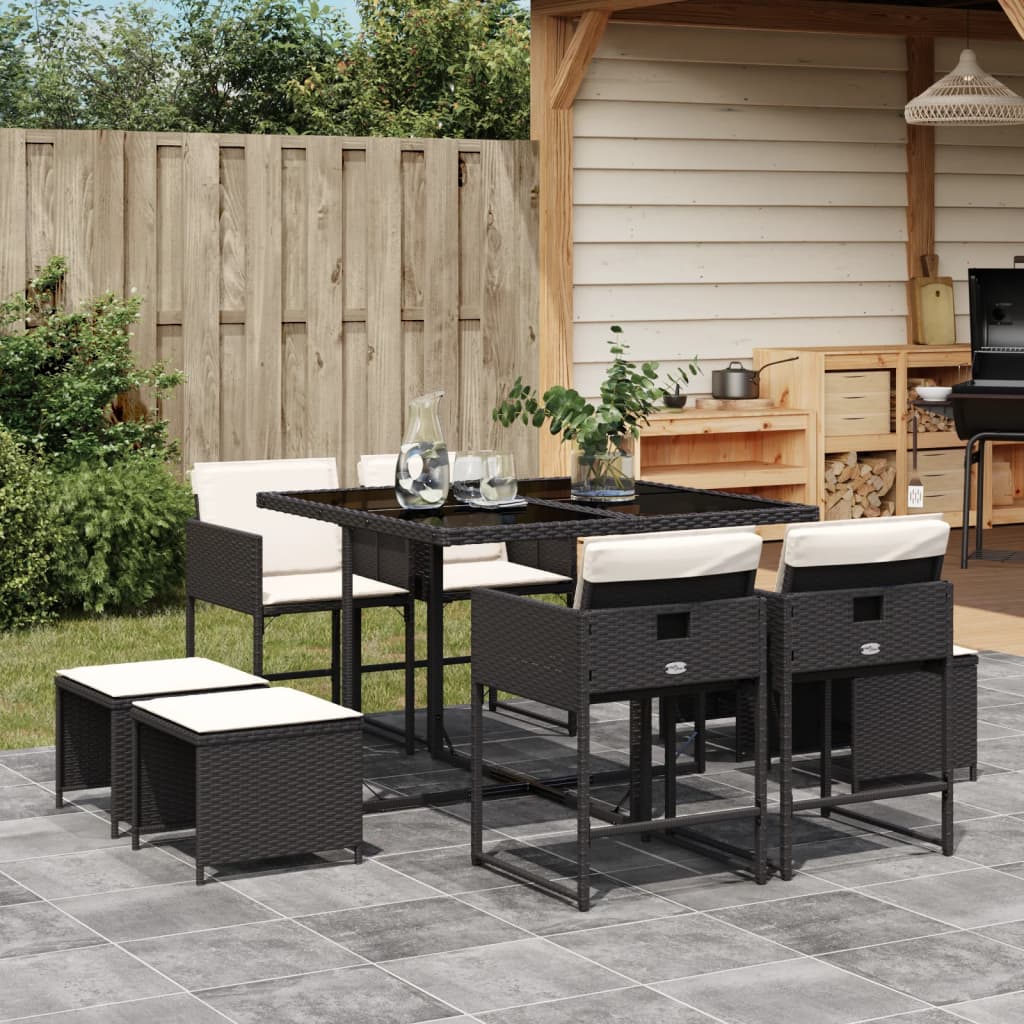 9-delige Tuinset poly rattan zwart is nu te koop bij PeponiXL, paradijselijk wonen!