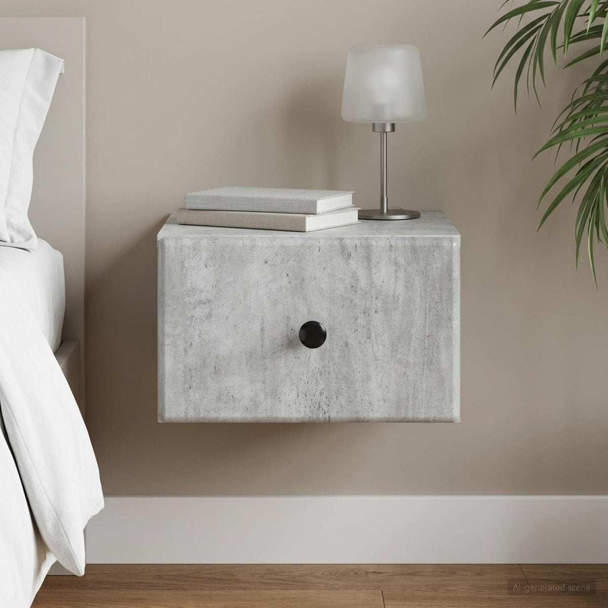 Wandbeugel Bedkast Betongrijs 34,5 x 33 x 20 cm Bewerkt hout is nu te koop bij PeponiXL, paradijselijk wonen!