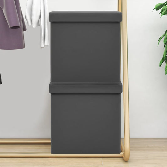 Opbergkrukken inklapbaar 2 st PVC grijs is nu te koop bij PeponiXL, paradijselijk wonen!