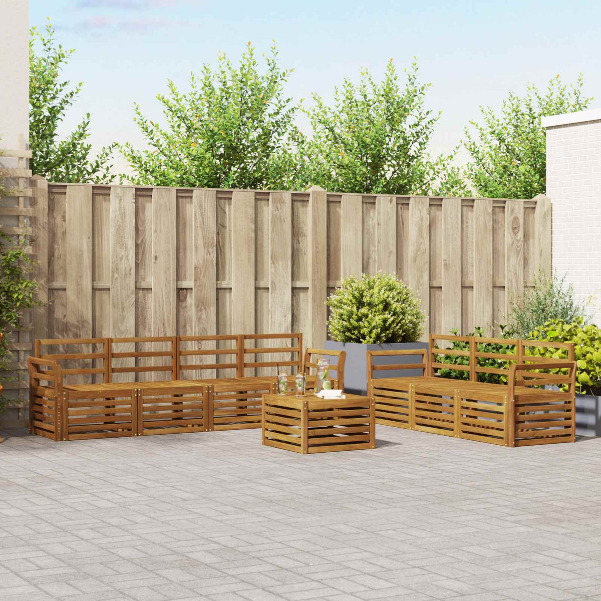 Sofa-Sets 8 pcs Naturel Massief Acaciahout is nu te koop bij PeponiXL, paradijselijk wonen!