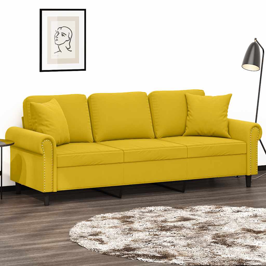 Driezitsbank met sierkussens 180 cm fluweel geel is nu te koop bij PeponiXL, paradijselijk wonen!