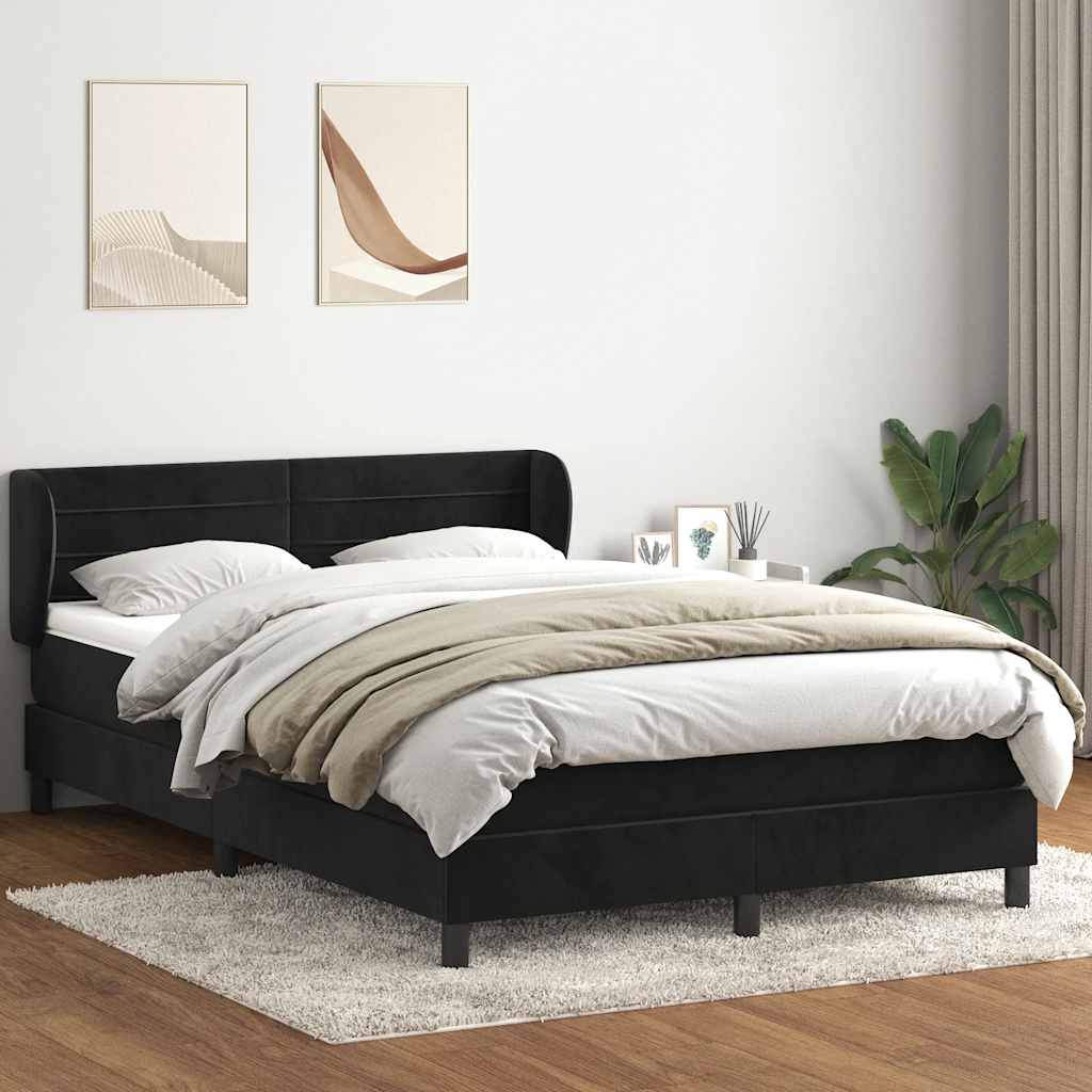 Boxspring met matras fluweel zwart 160x210 cm is nu te koop bij PeponiXL, paradijselijk wonen!