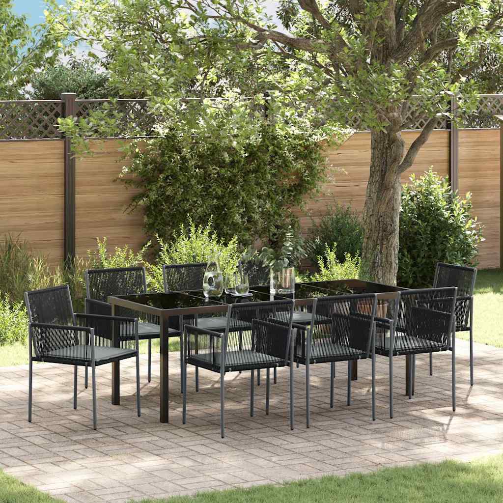 Tuin eettafelset 9 pcs Zwart PE Rattan is nu te koop bij PeponiXL, paradijselijk wonen!