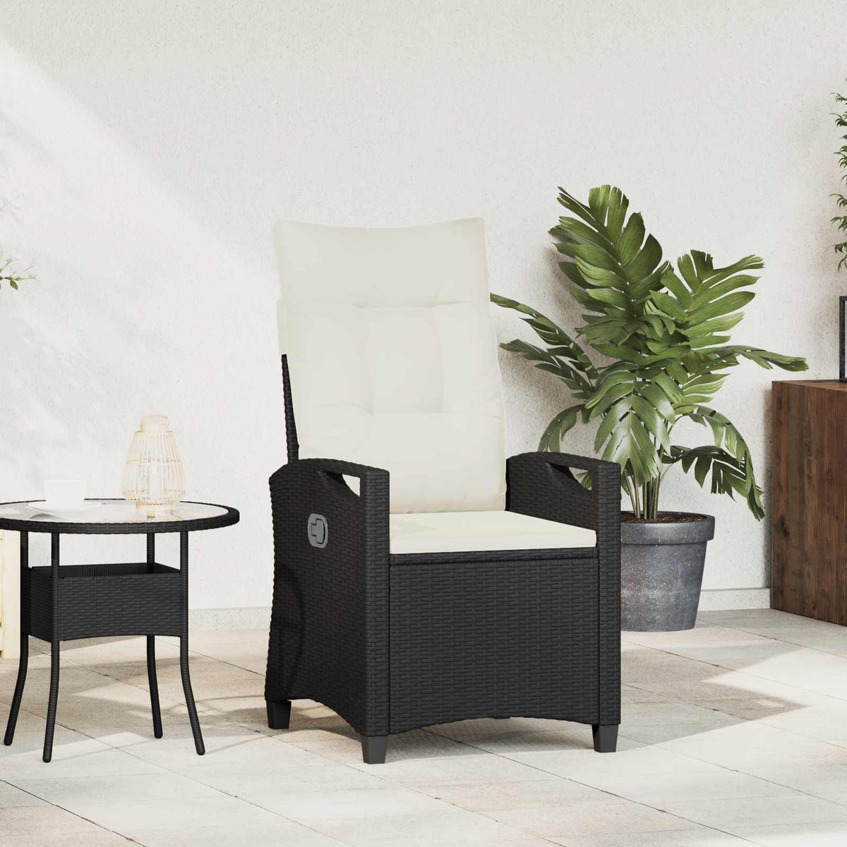 Verstelbare tuinstoel Zwart en Crème 56 x 60 x 112 cm is nu te koop bij PeponiXL, paradijselijk wonen!