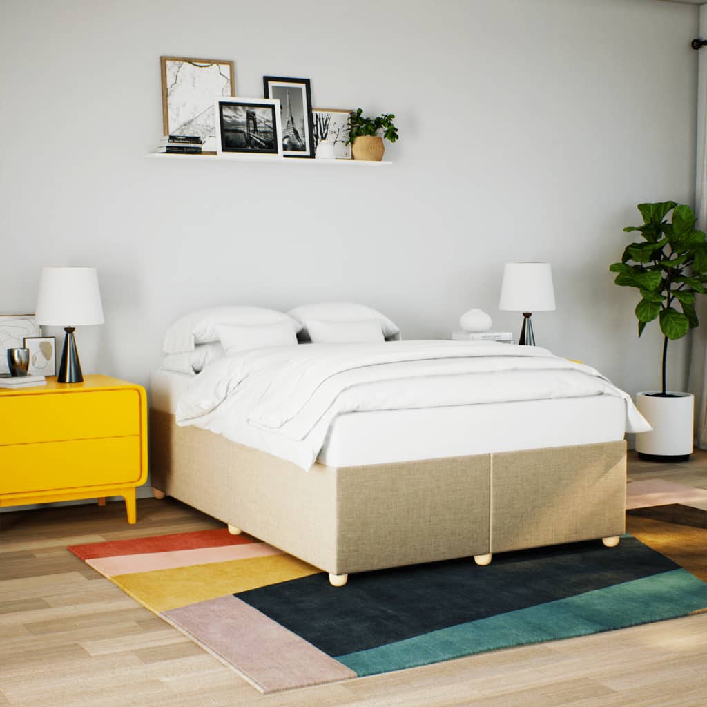 Bedframe zonder matras stof crèmekleurig 140x190 cm is nu te koop bij PeponiXL, paradijselijk wonen!