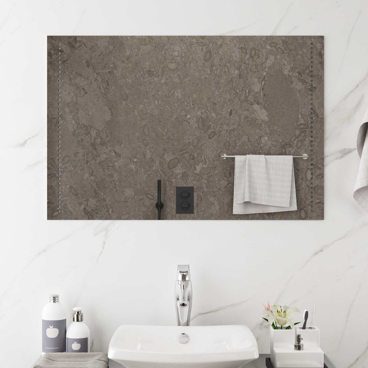 LED Badkamer Spiegel Doorzichtig 90 x 60 cm gehard glas is nu te koop bij PeponiXL, paradijselijk wonen!