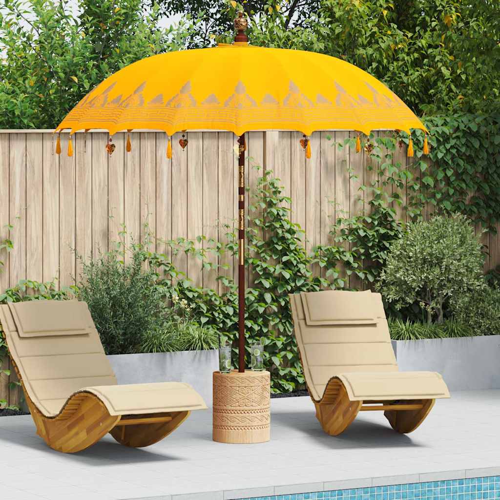 Balinese parasol met basis Geel 215 x 215 x 260 cm is nu te koop bij PeponiXL, paradijselijk wonen!