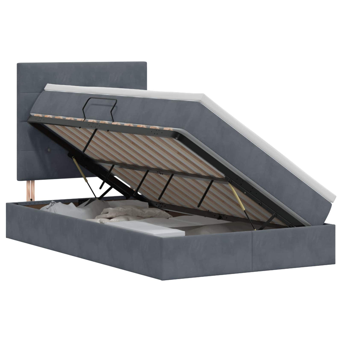 Opslag bed met matras Donkergrijs 120 x 200 cm Fluweel is nu te koop bij PeponiXL, paradijselijk wonen!