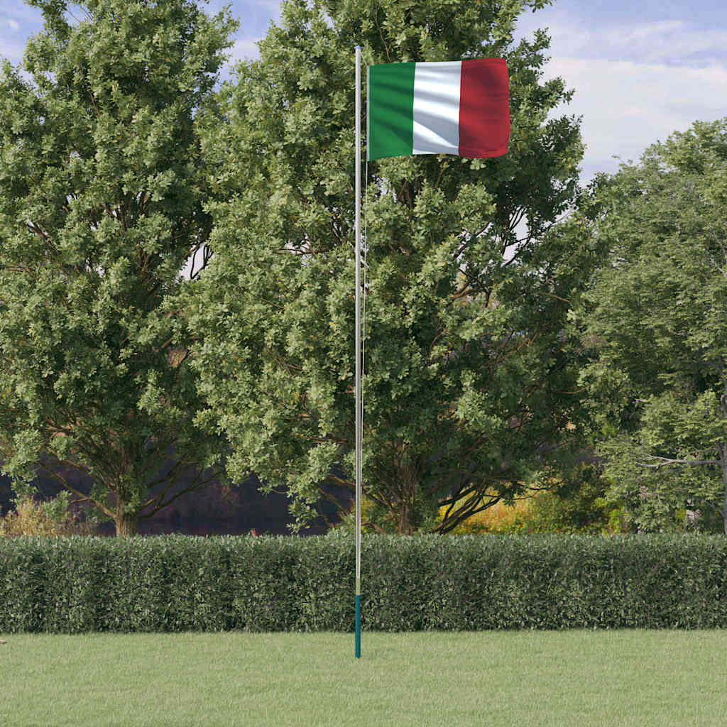 Vlag met vlaggenmast Italië 6,08 m aluminium is nu te koop bij PeponiXL, paradijselijk wonen!