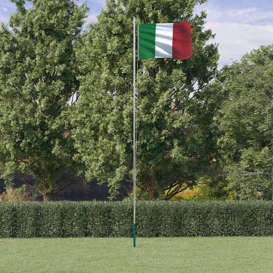 Vlag met vlaggenmast Italië 6,08 m aluminium is nu te koop bij PeponiXL, paradijselijk wonen!