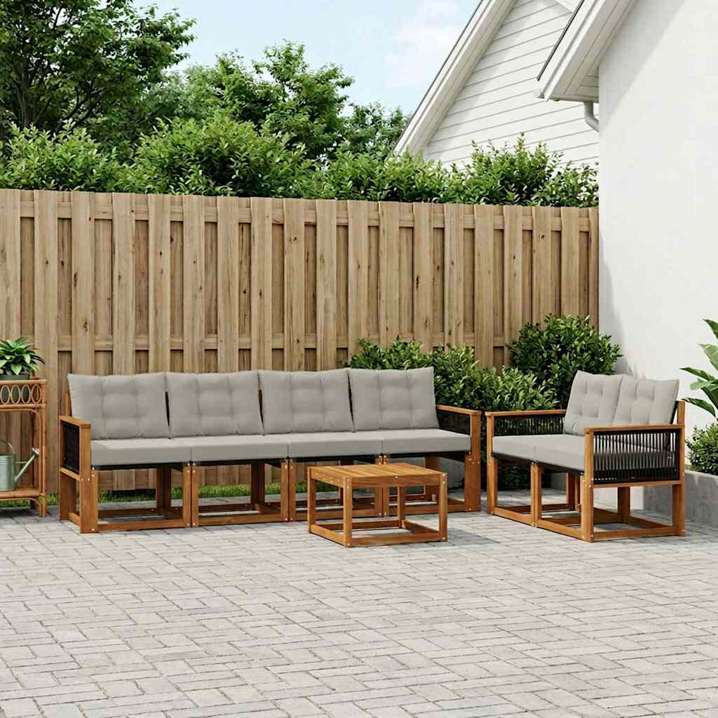 Buiten bankenset met kussen 7 pcs Naturel en lichtgrijs is nu te koop bij PeponiXL, paradijselijk wonen!