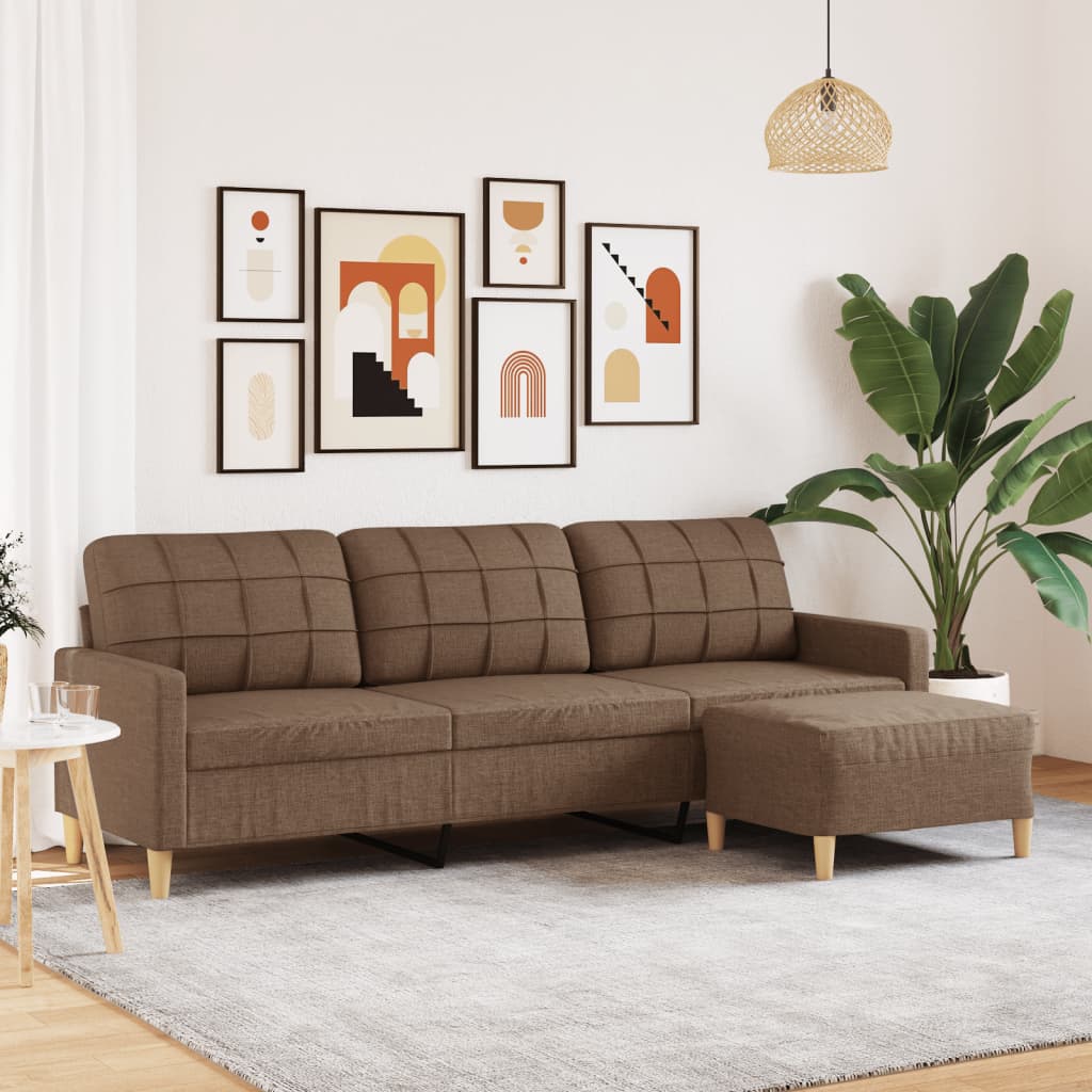 Driezitsbank met voetenbank 210 cm stof bruin is nu te koop bij PeponiXL, paradijselijk wonen!