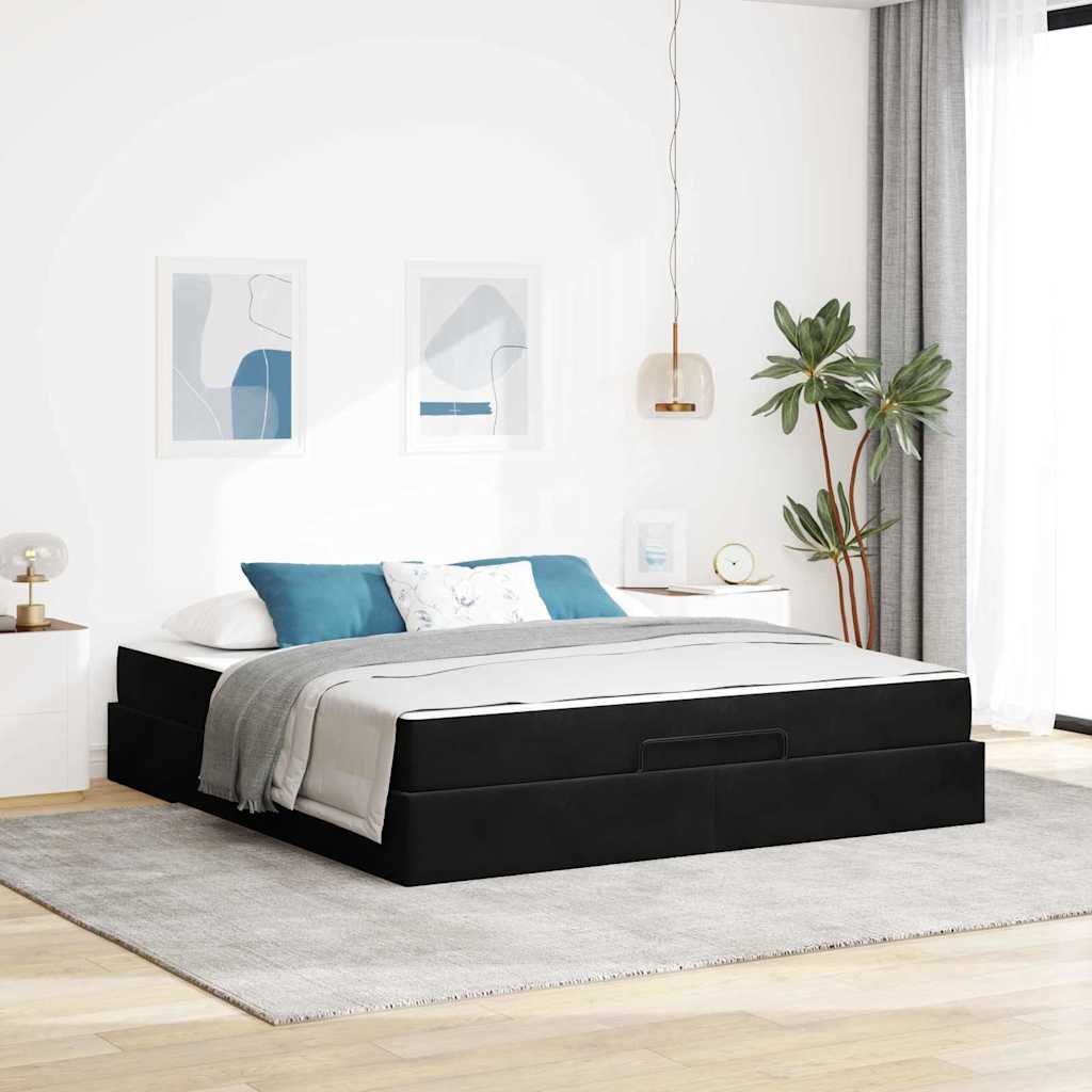 Bedframe met matras 2 pcs Zwart Fluweel is nu te koop bij PeponiXL, paradijselijk wonen!