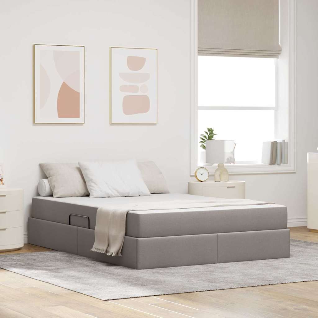 Opbergbed met matras met matras Taupe 140 x 200 cm Polyester is nu te koop bij PeponiXL, paradijselijk wonen!