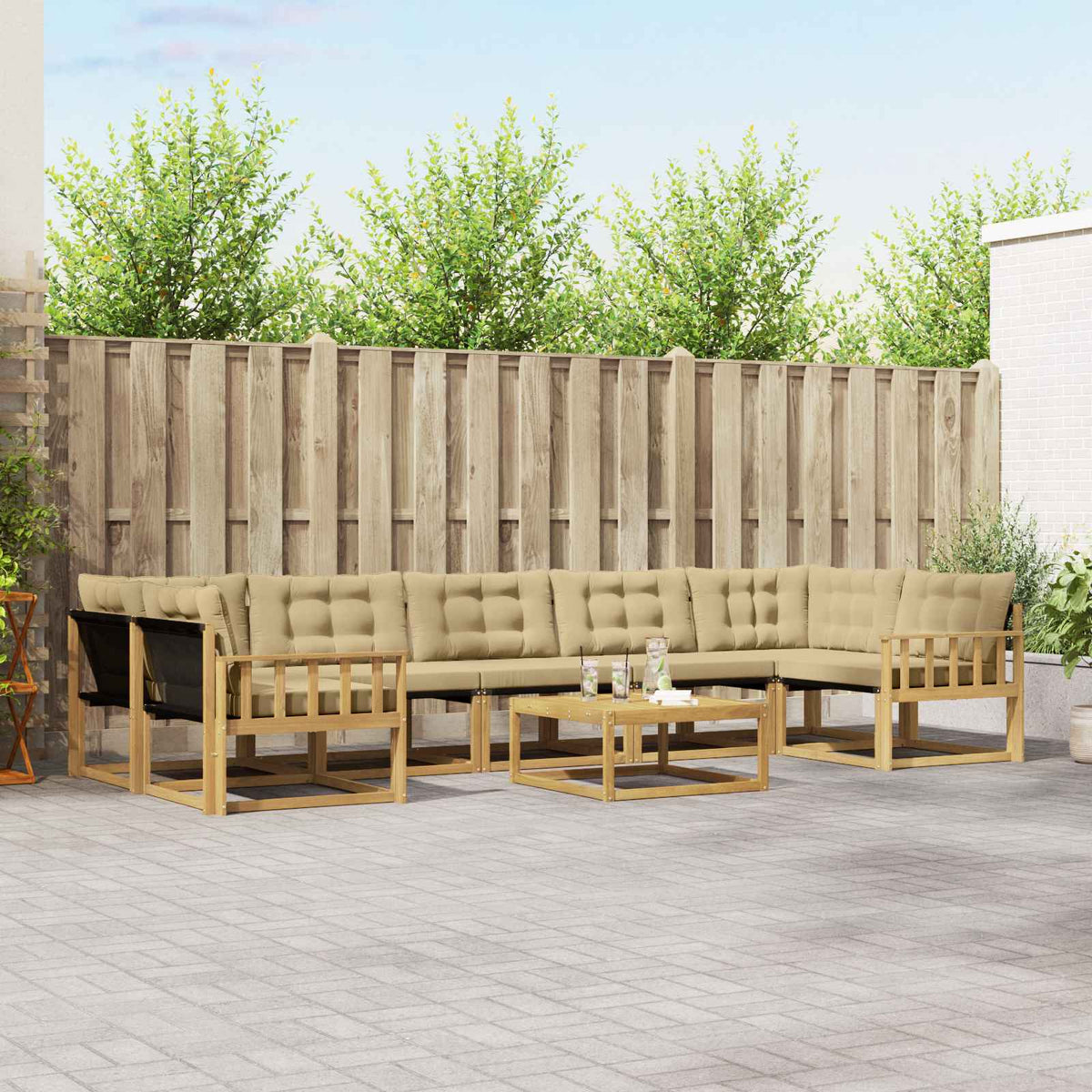 Buiten bankenset 8 pcs Wit en Beige 79 x 79 x 37 cm is nu te koop bij PeponiXL, paradijselijk wonen!