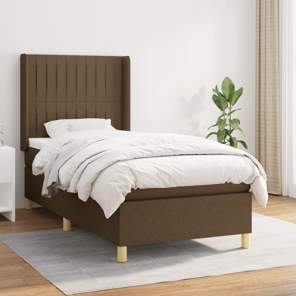 Boxspring met matras stof donkerbruin 80x200 cm is nu te koop bij PeponiXL, paradijselijk wonen!